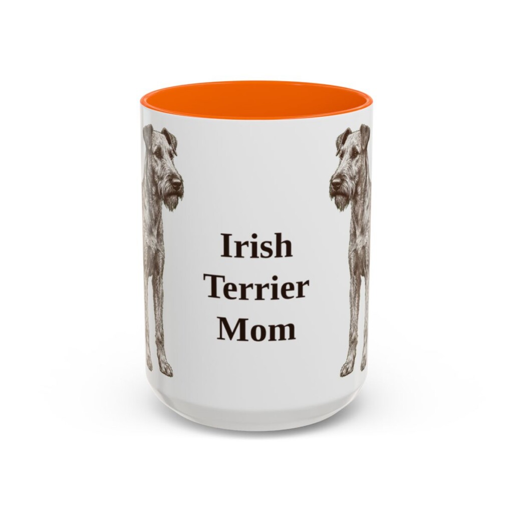 15oz Irish Terrier Dog Mom Mug, Orange, front view