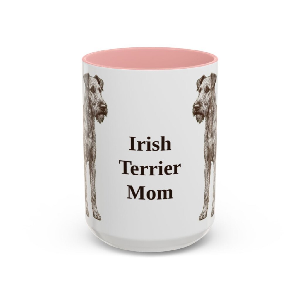 15oz Irish Terrier Dog Mom Mug, Pink, front view