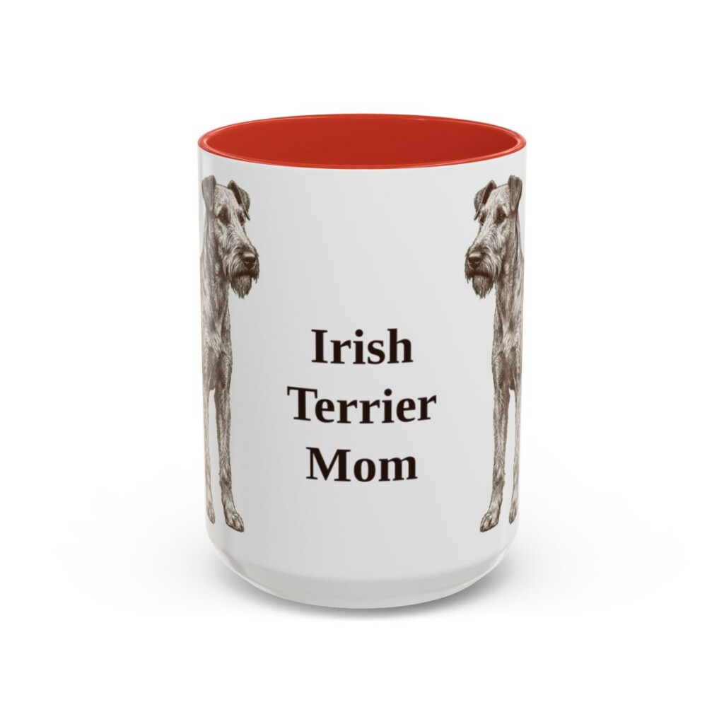 15oz Irish Terrier Dog Mom Mug, Red, front view