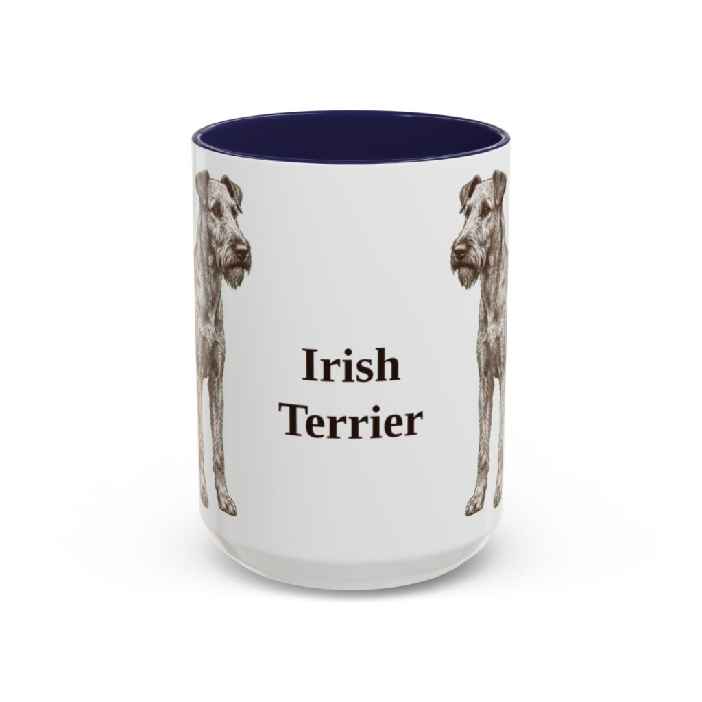 15oz Irish Terrier Mug, Navy, front view