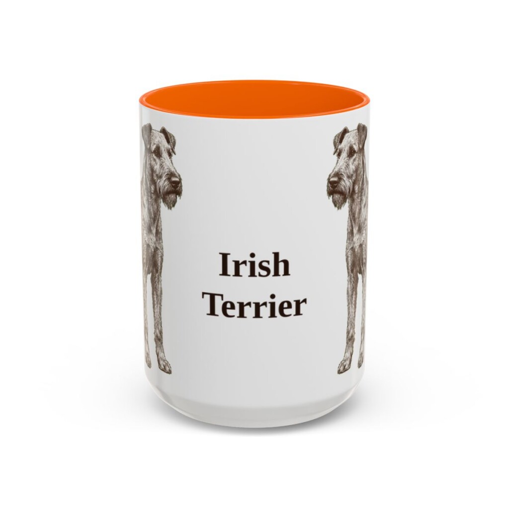 15oz Irish Terrier Mug, Orange, front view