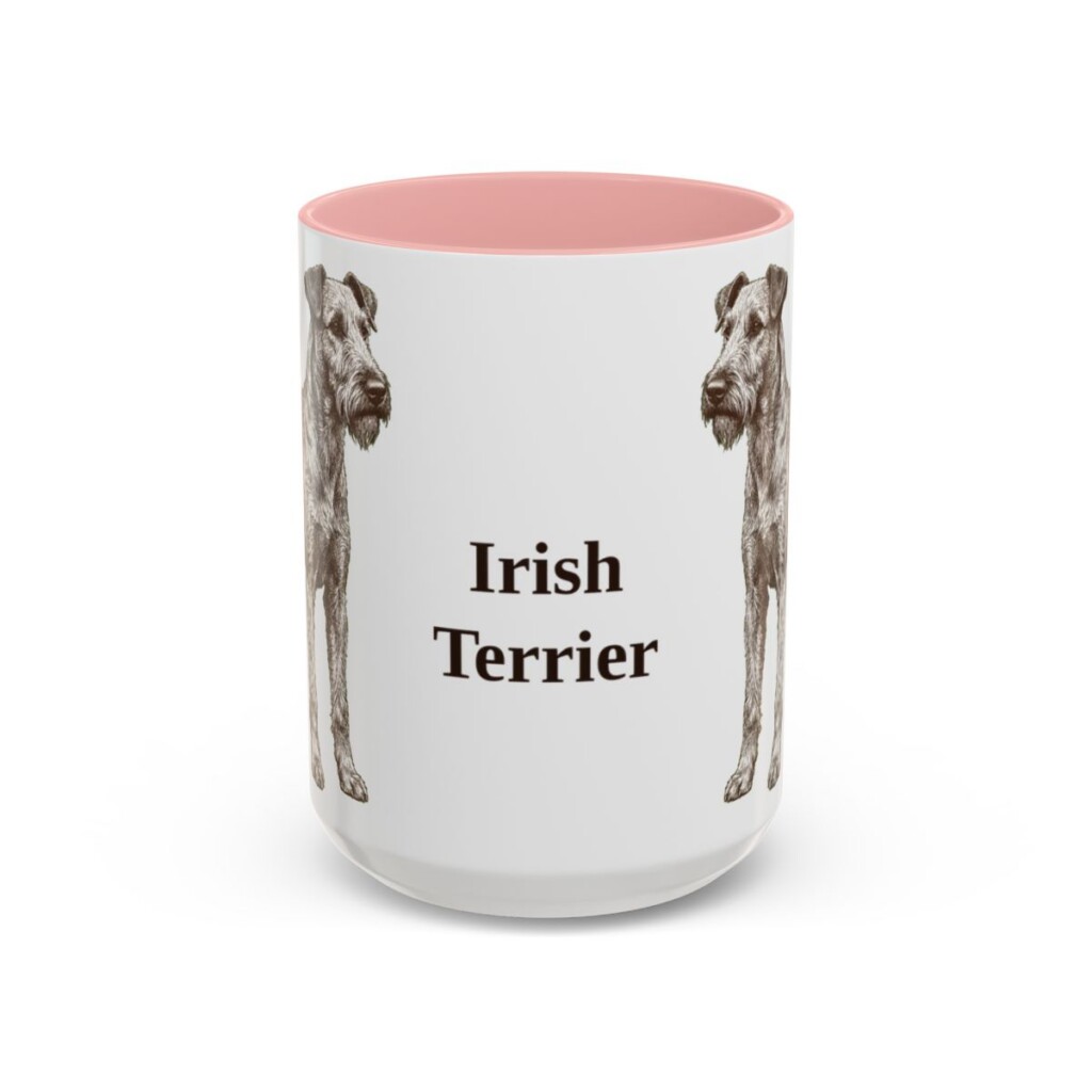 15oz Irish Terrier Mug, Pink, front view