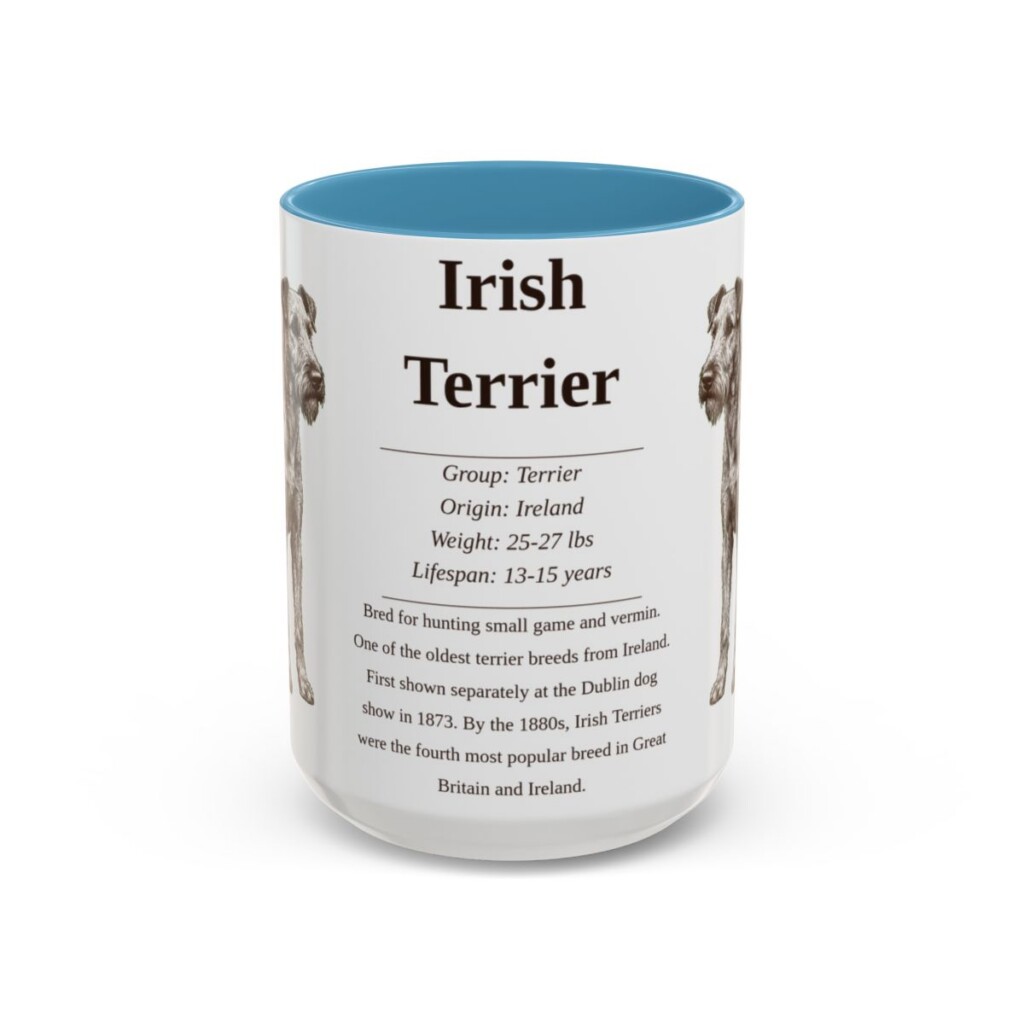 15oz-irish-terrier-mug-writeup-light-blue 15oz Irish Terrier Mug, Light Blue, front view