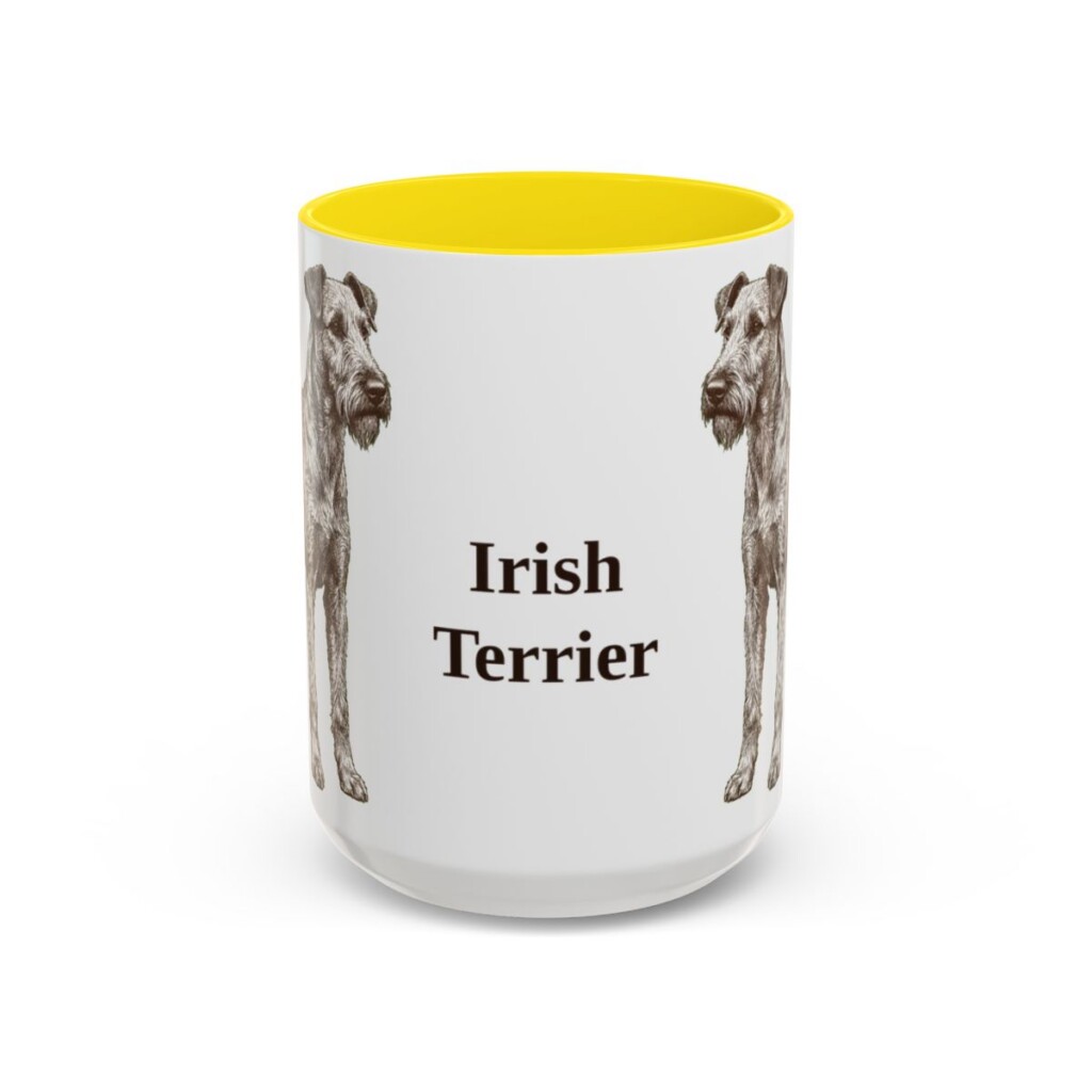 15oz Irish Terrier Mug, Yellow, front view