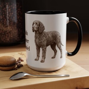15oz Irish Water Spaniel Mug, Black, lifestyle photo