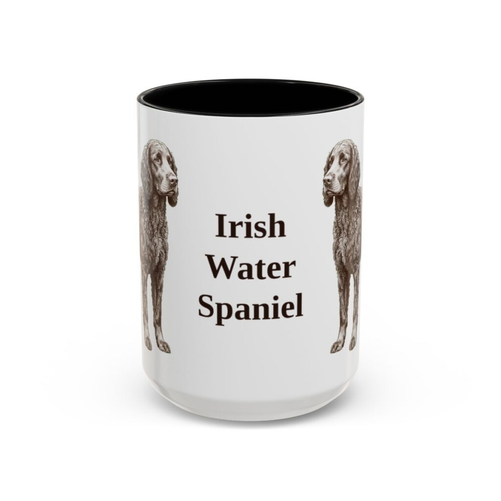 15oz Irish Water Spaniel Mug, Black, front view