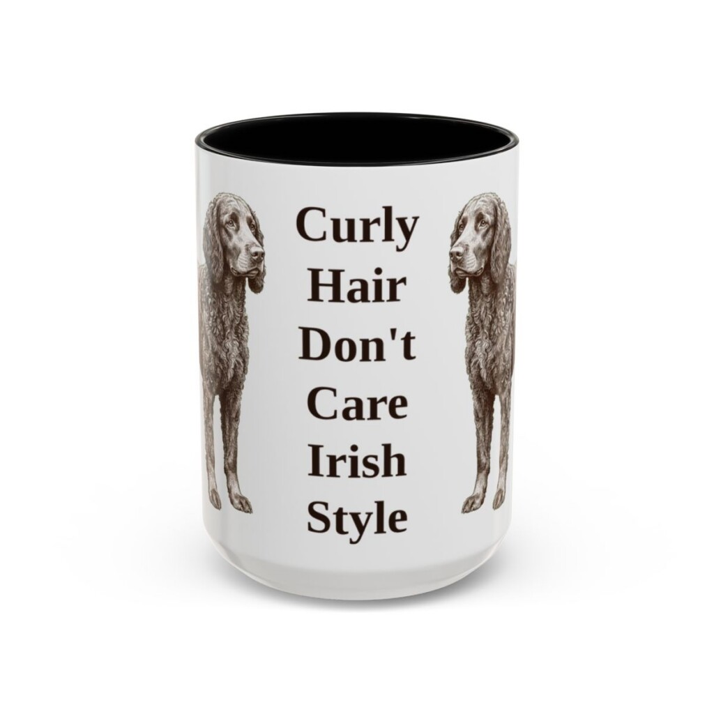 15oz Funny Irish Water Spaniel Mug, Black, front view