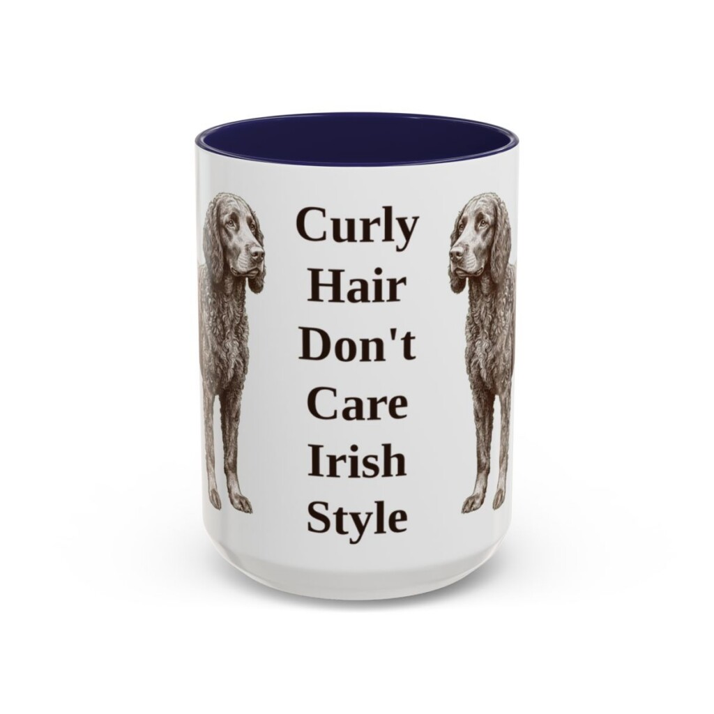 15oz Funny Irish Water Spaniel Mug, Navy, front view