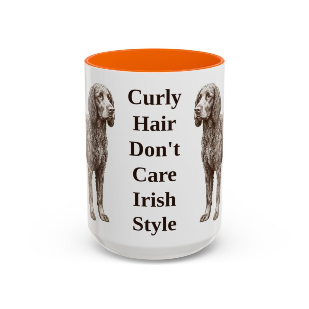 15oz Funny Irish Water Spaniel Mug, Orange, front view