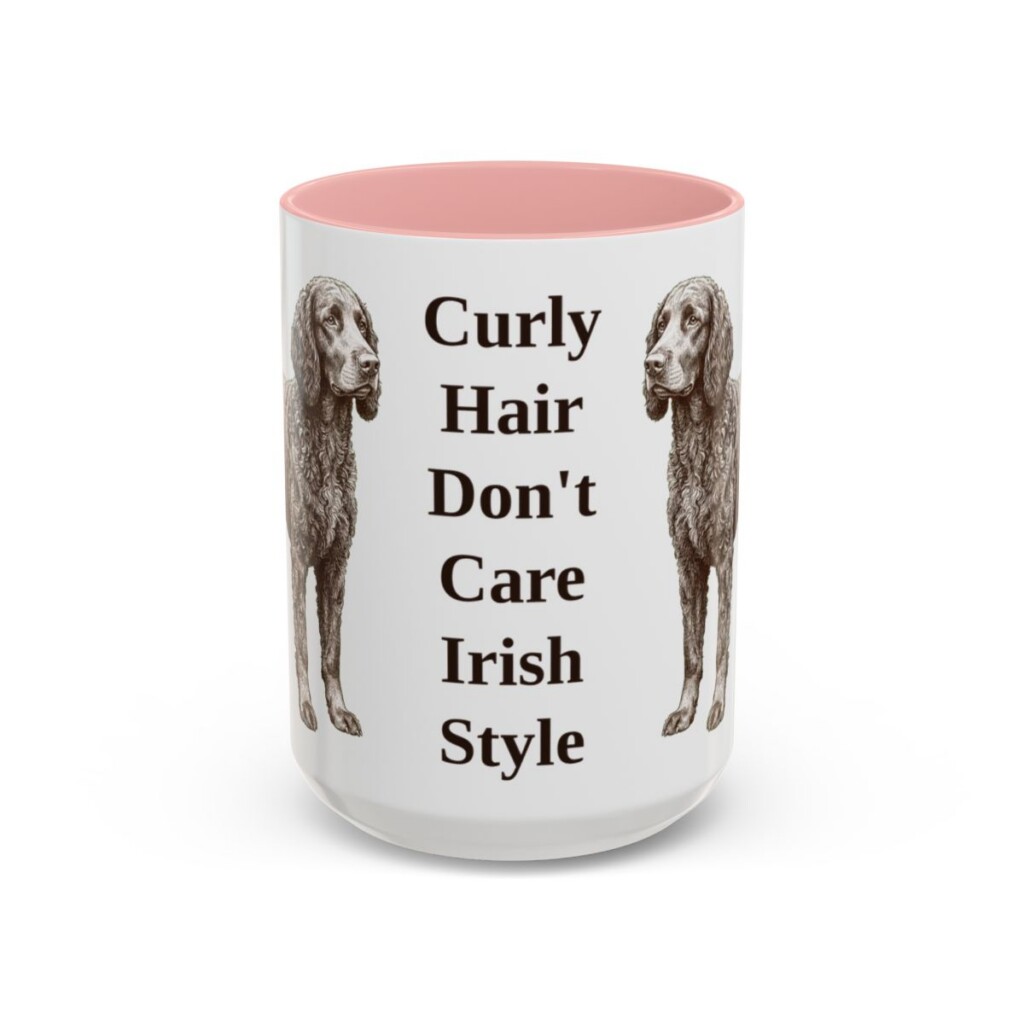 15oz Funny Irish Water Spaniel Mug, Pink, front view