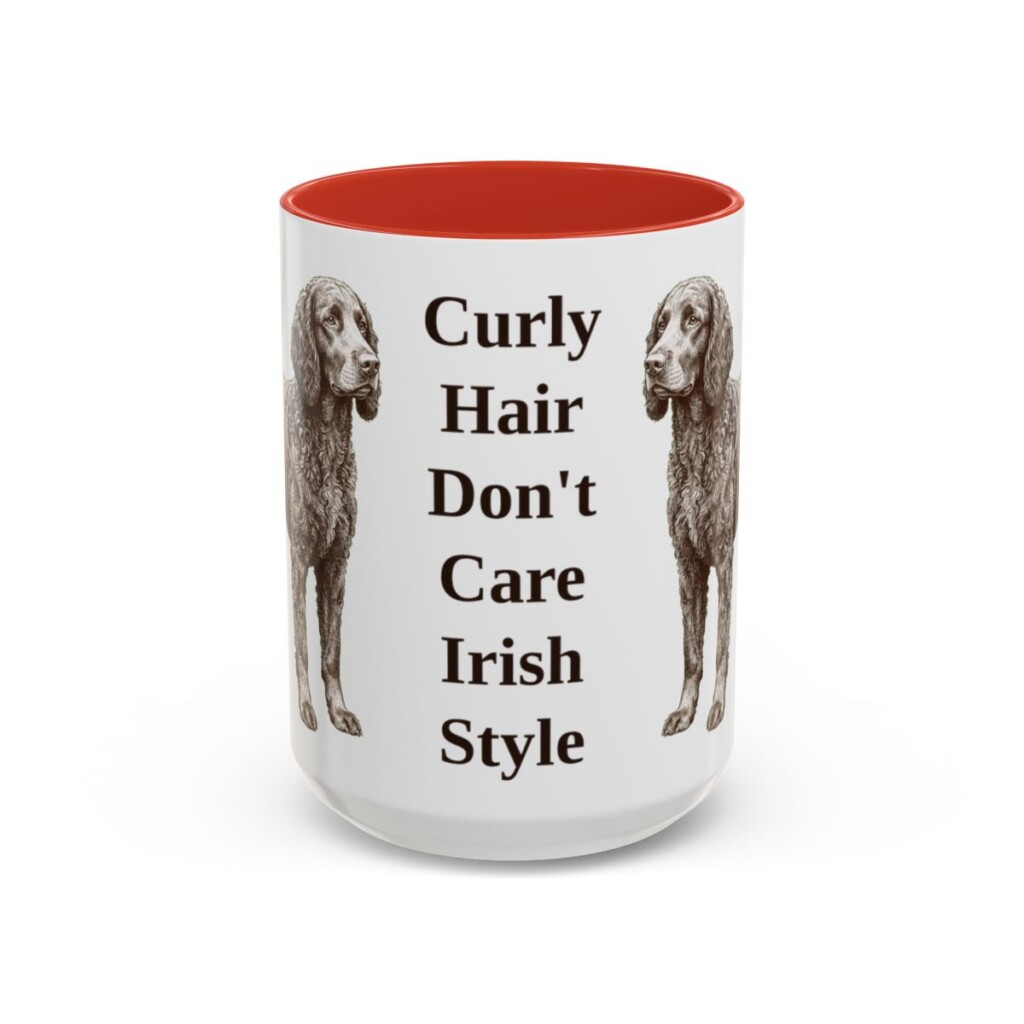 15oz Funny Irish Water Spaniel Mug, Red, front view