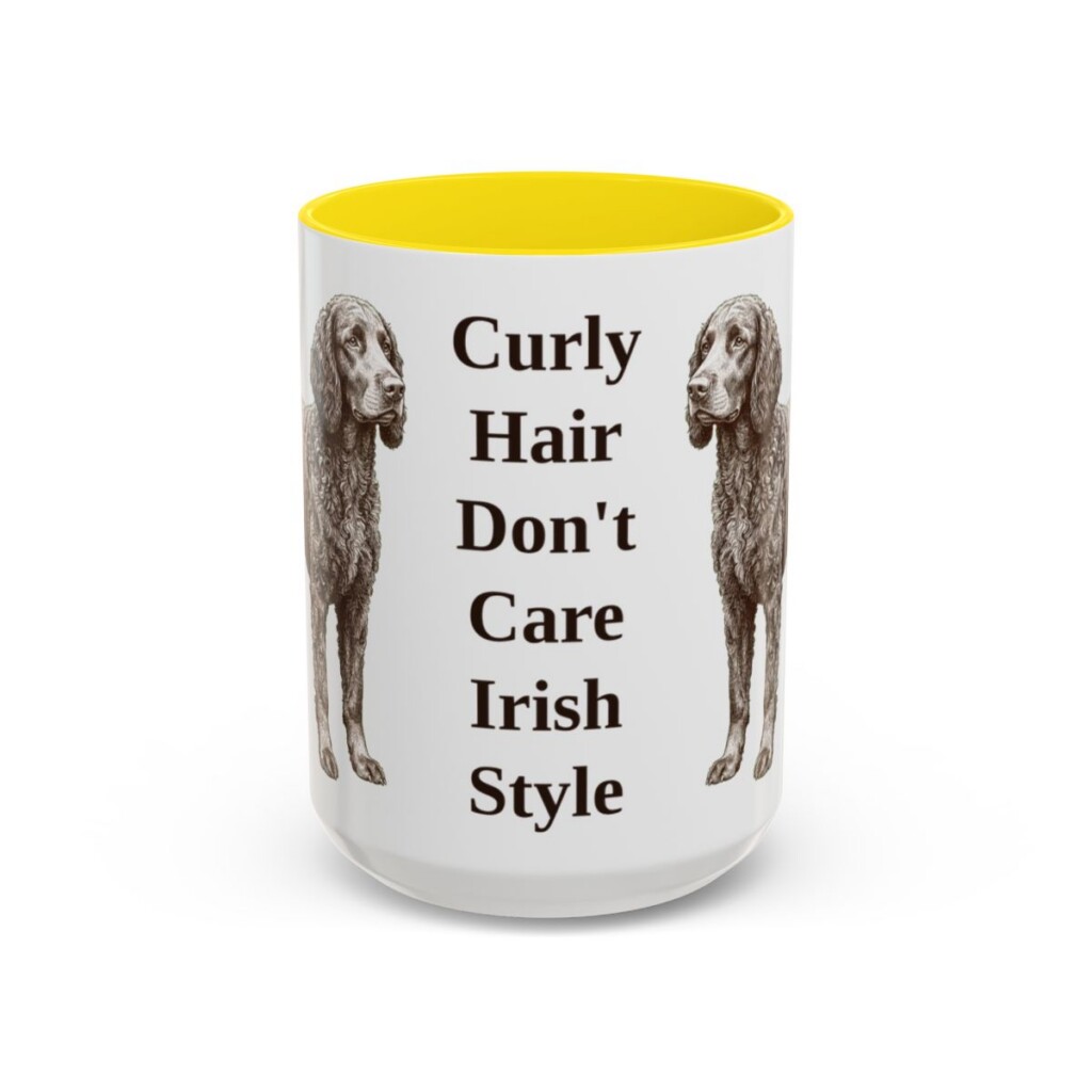 15oz Funny Irish Water Spaniel Mug, Yellow, front view