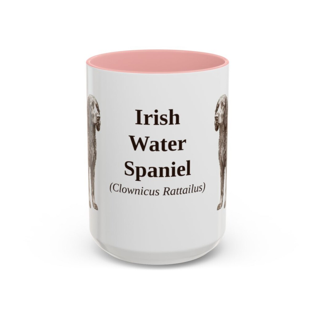15oz Irish Water Spaniel Latin Mug, Pink, front view