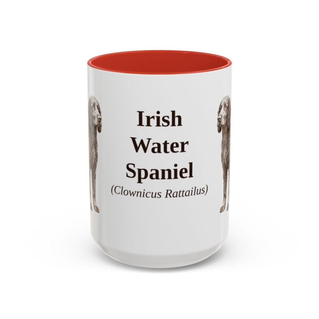 15oz Irish Water Spaniel Latin Mug, Red, front view