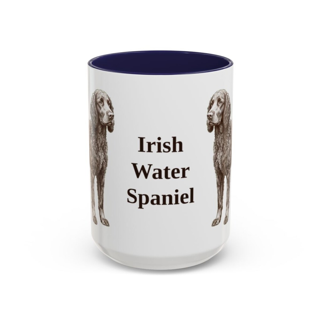 15oz Irish Water Spaniel Mug, Navy, front view