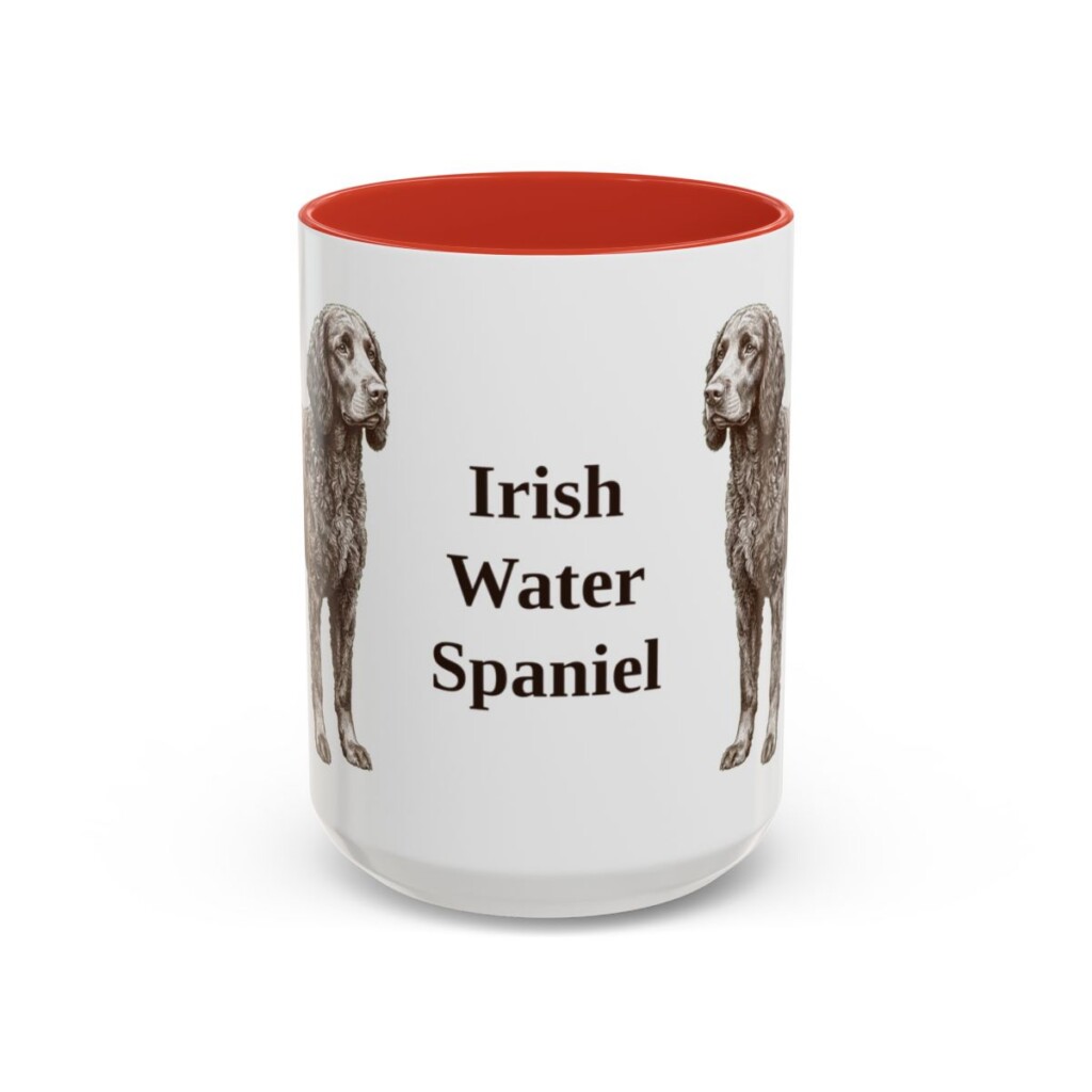 15oz Irish Water Spaniel Mug, Red, front view