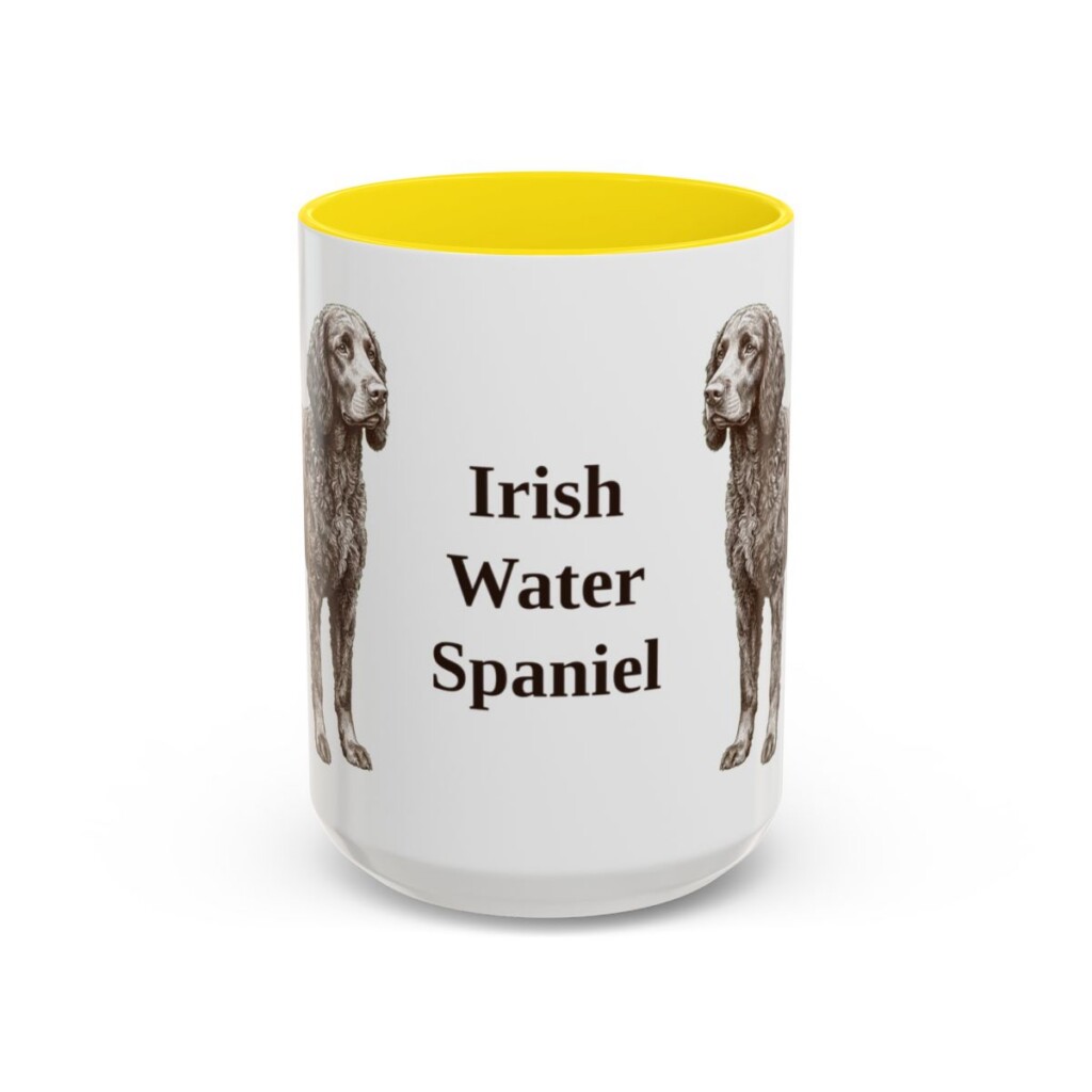 15oz Irish Water Spaniel Mug, Yellow, front view