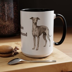 15oz Italian Greyhound Mug, Black, lifestyle photo