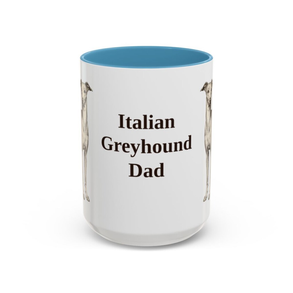 15oz-italian-greyhound-mug-dad-light-blue 15oz Italian Greyhound Dog Dad Mug, Light Blue, front view