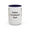 15oz-italian-greyhound-mug-dad-navy 15oz Italian Greyhound Dog Dad Mug, Navy, front view