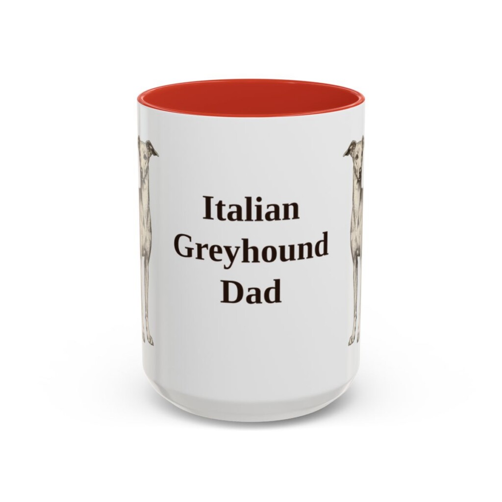 15oz-italian-greyhound-mug-dad-red 15oz Italian Greyhound Dog Dad Mug, Red, front view