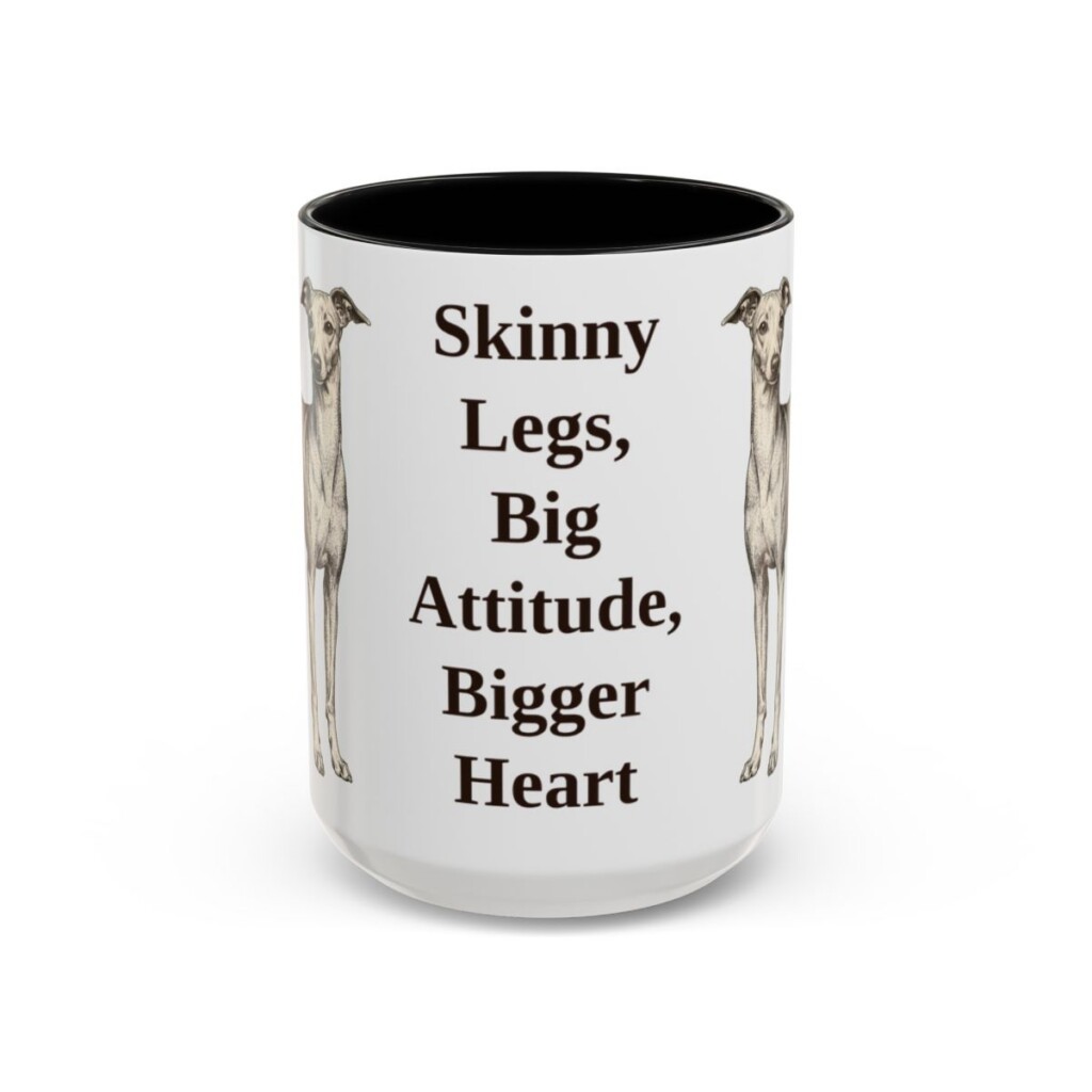 15oz Funny Italian Greyhound Mug, Black, front view