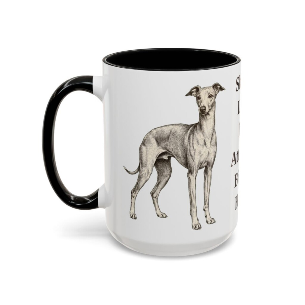 15oz Funny Italian Greyhound Mug, Black, left side view