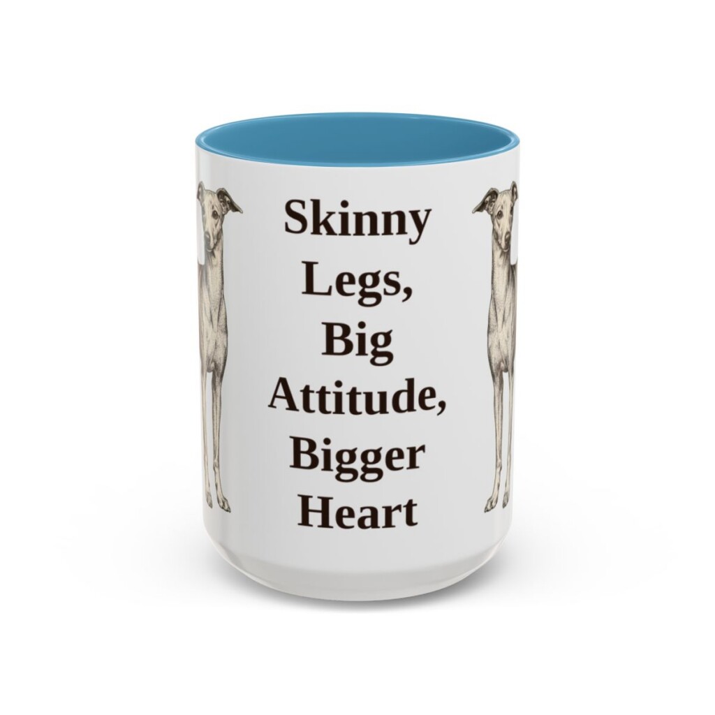 15oz Funny Italian Greyhound Mug, Light Blue, front view