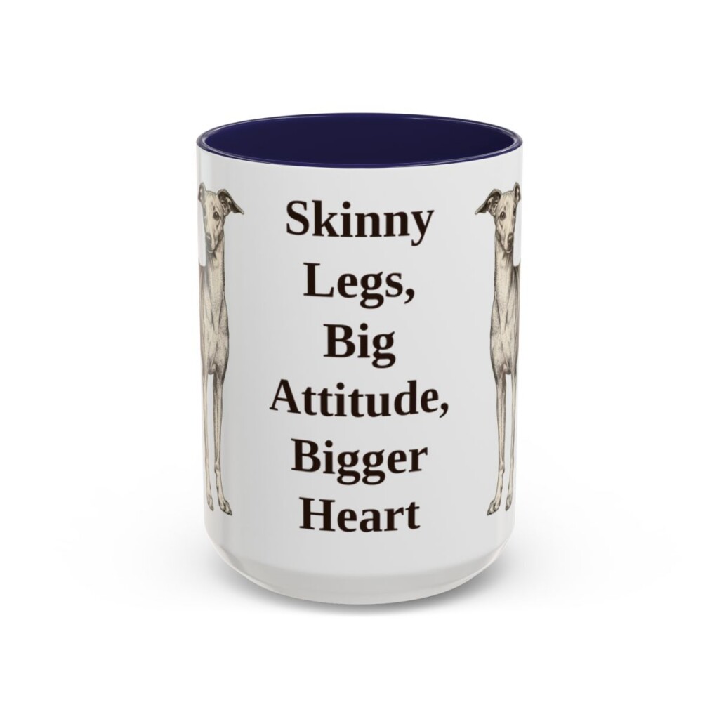 15oz Funny Italian Greyhound Mug, Navy, front view