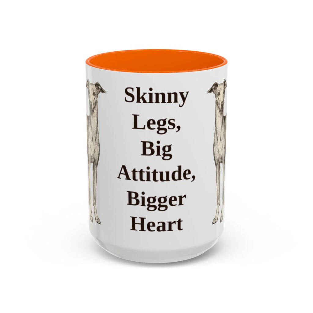 15oz Funny Italian Greyhound Mug, Orange, front view
