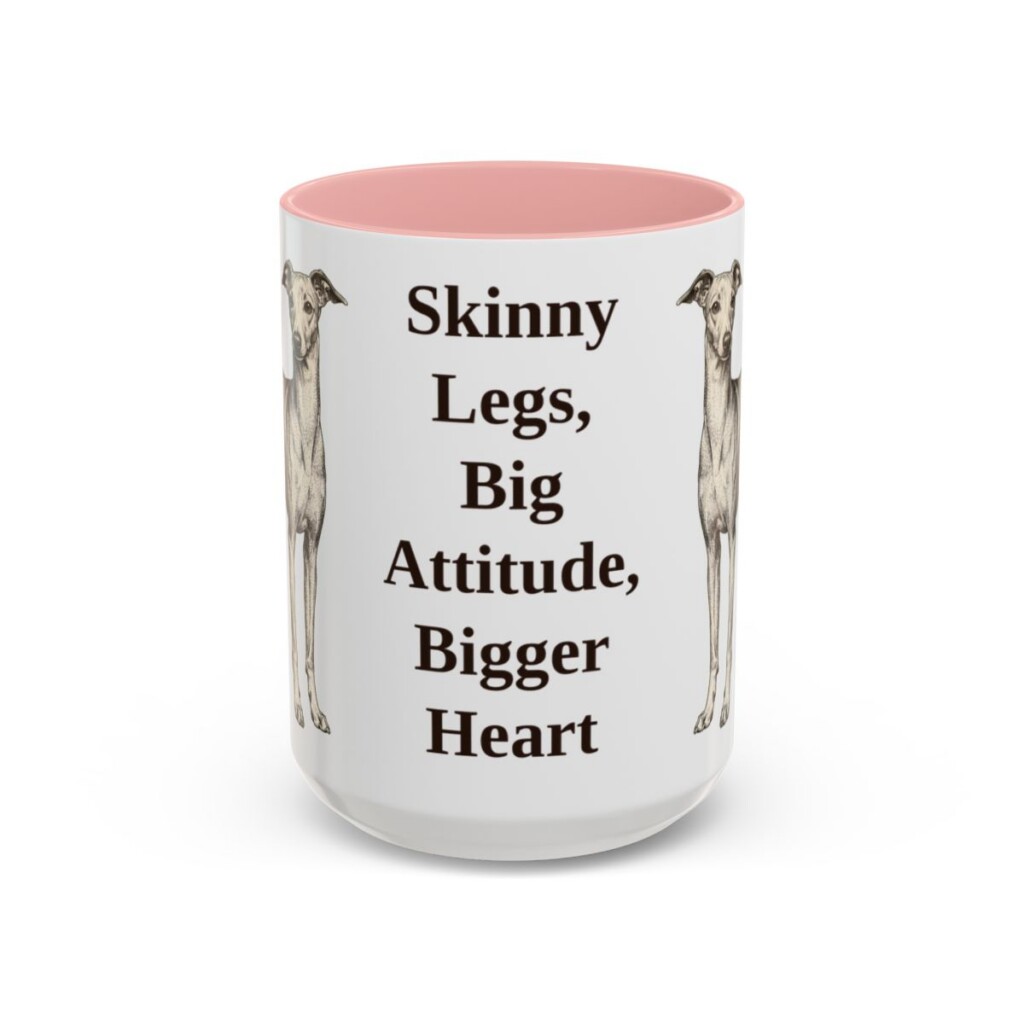 15oz Funny Italian Greyhound Mug, Pink, front view