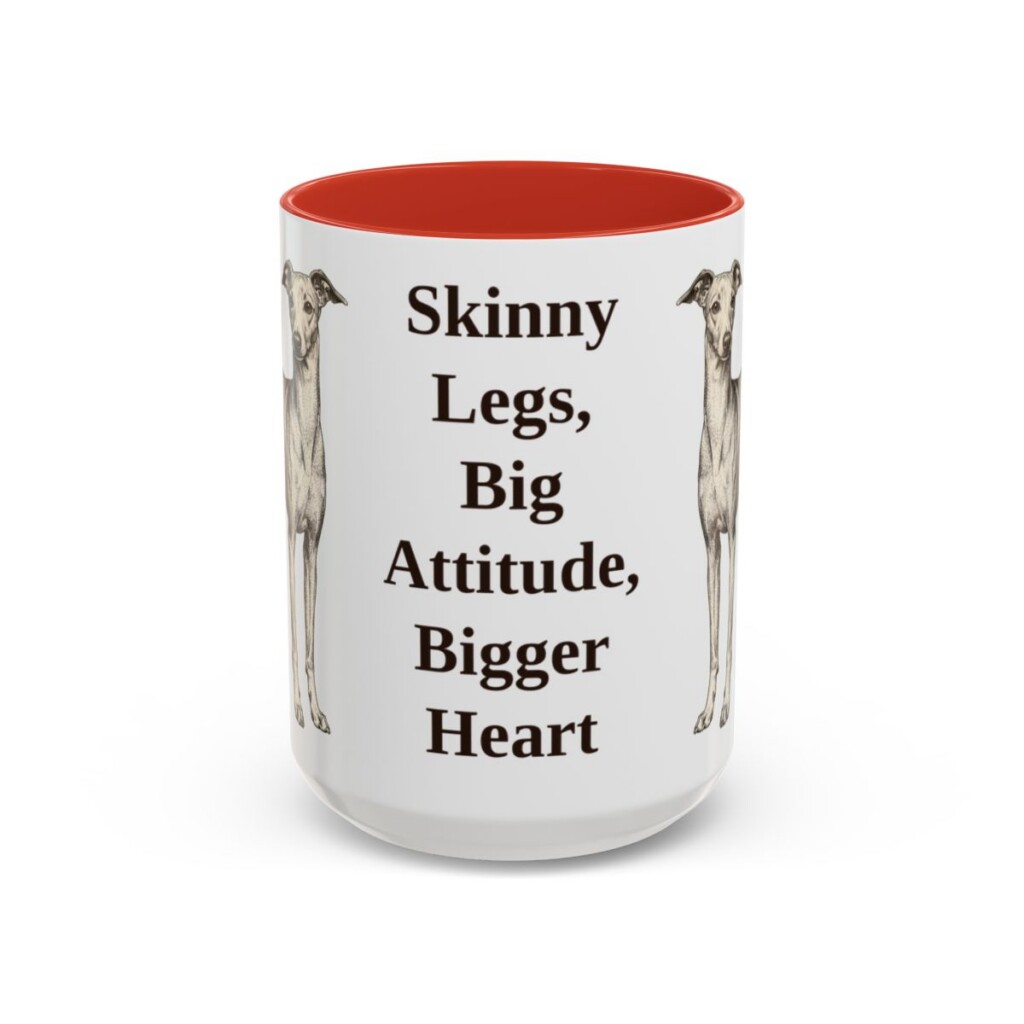 15oz Funny Italian Greyhound Mug, Red, front view