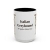15oz Italian Greyhound Latin Mug, Black, front view