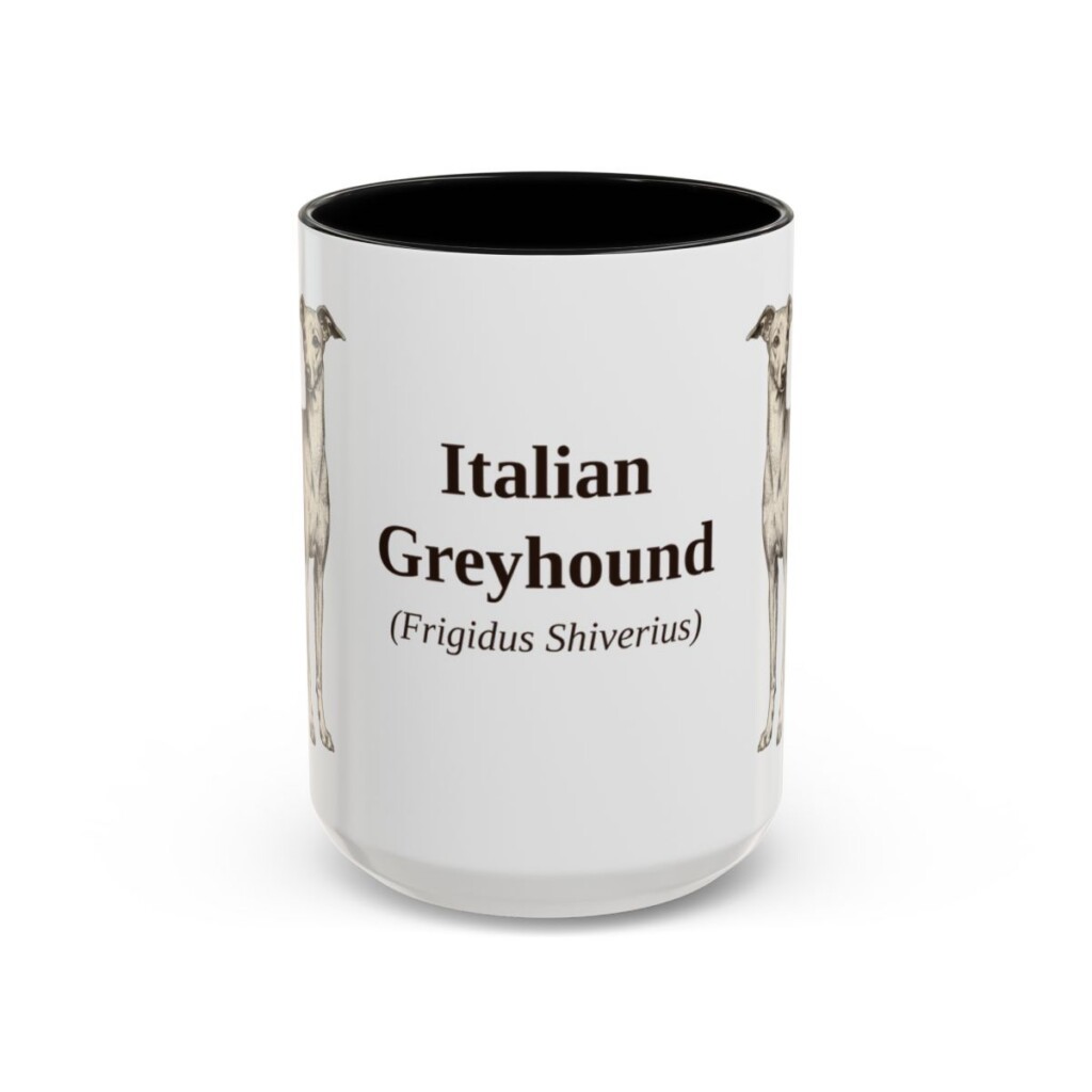 15oz Italian Greyhound Latin Mug, Black, front view