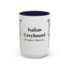 15oz Italian Greyhound Latin Mug, Navy, front view