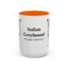 15oz Italian Greyhound Latin Mug, Orange, front view