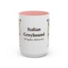 15oz Italian Greyhound Latin Mug, Pink, front view