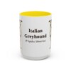 15oz Italian Greyhound Latin Mug, Yellow, front view