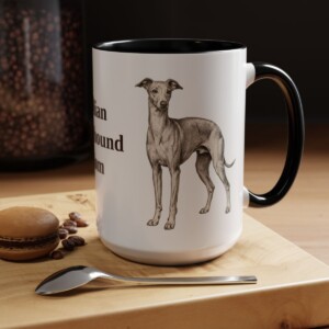 15oz Italian Greyhound Dog Mom Mug, Black, lifestyle photo