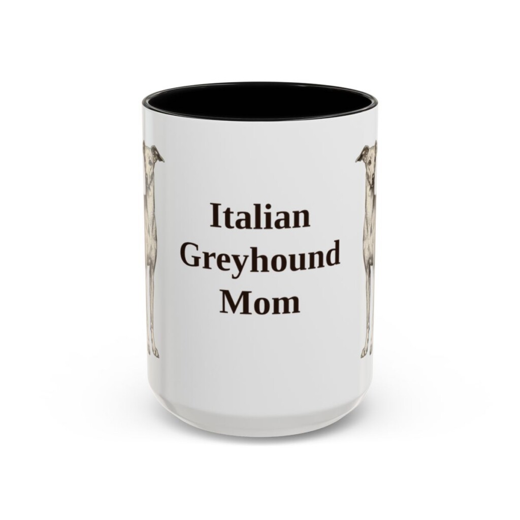 15oz-italian-greyhound-mug-mom-black-front 15oz Italian Greyhound Dog Mom Mug, Black, front view