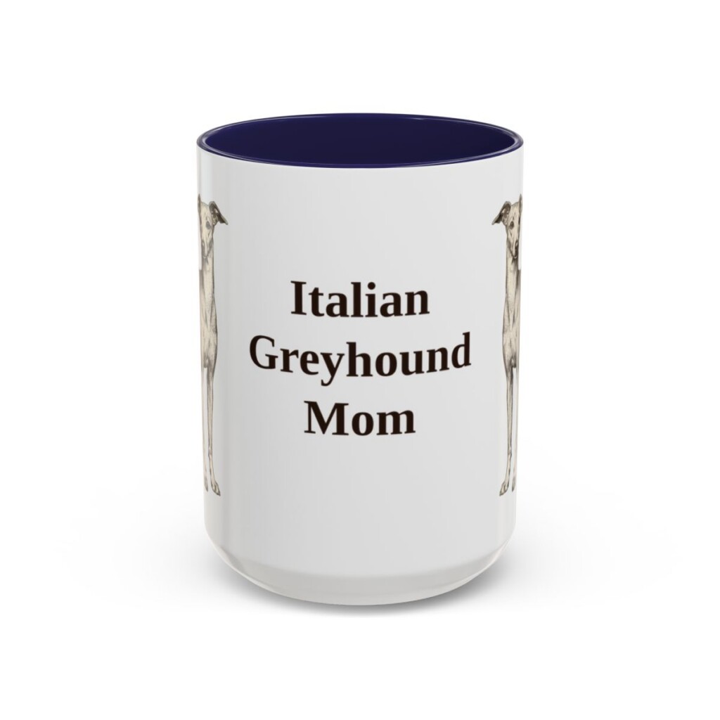15oz-italian-greyhound-mug-mom-navy 15oz Italian Greyhound Dog Mom Mug, Navy, front view