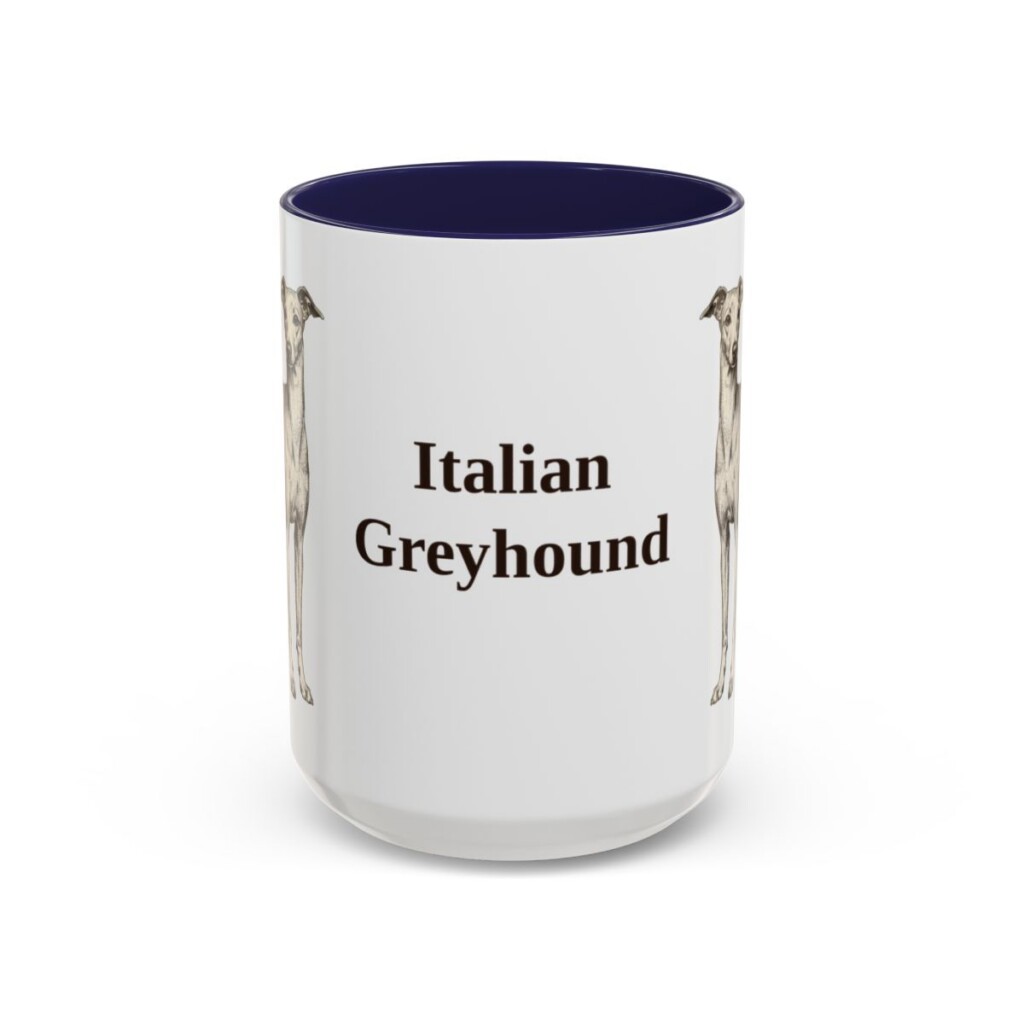 15oz-italian-greyhound-mug-navy 15oz Italian Greyhound Mug, Navy, front view
