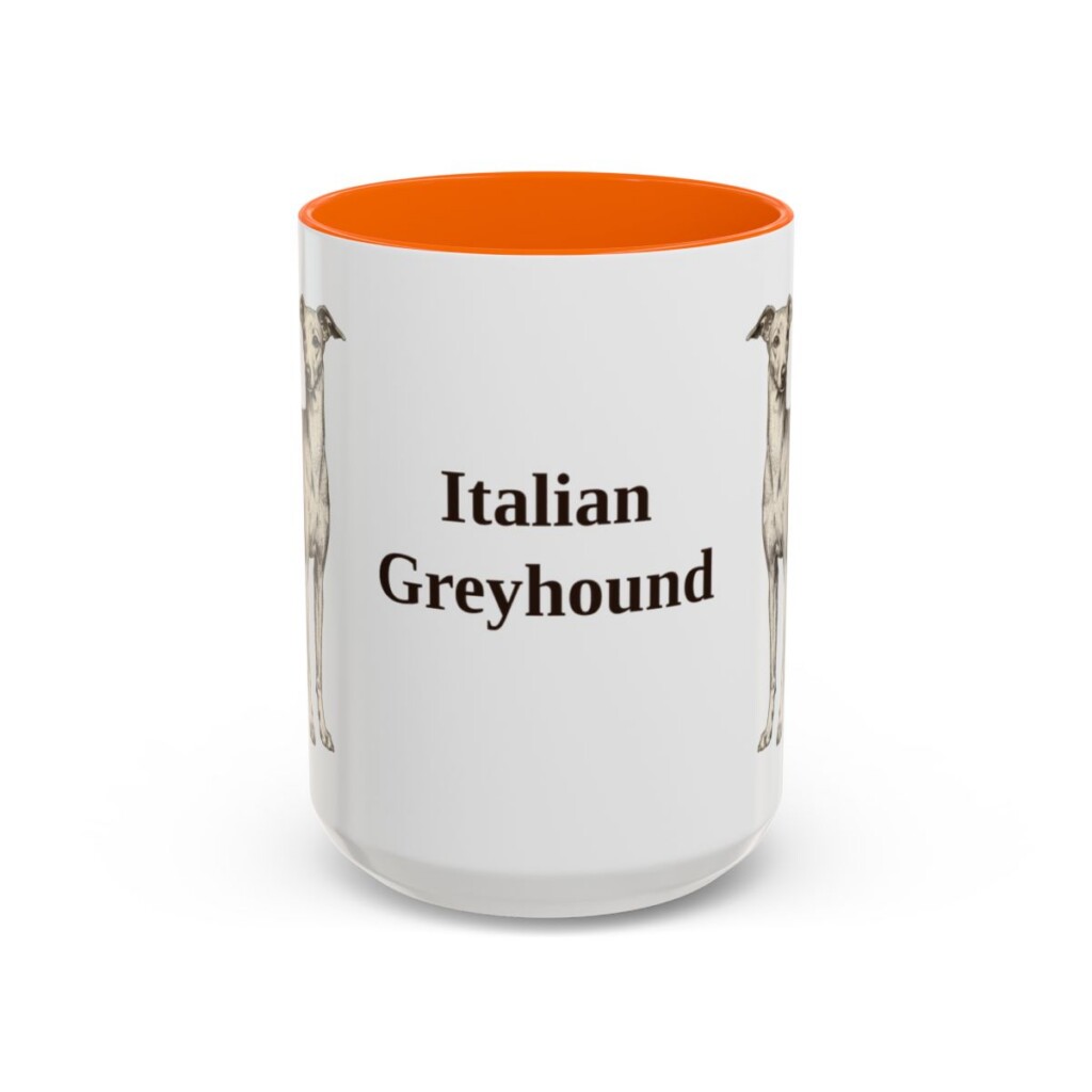 15oz-italian-greyhound-mug-orange 15oz Italian Greyhound Mug, Orange, front view