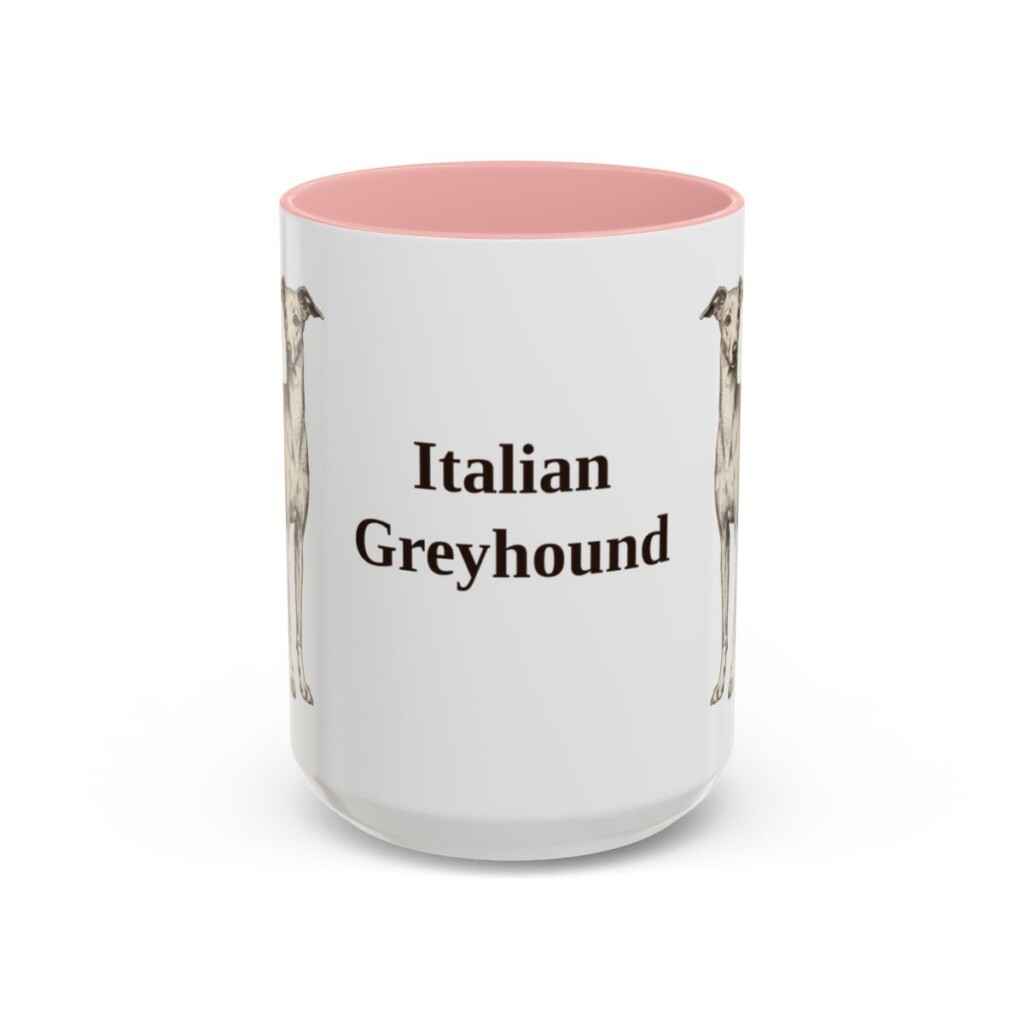 15oz-italian-greyhound-mug-pink 15oz Italian Greyhound Mug, Pink, front view