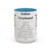 15oz Italian Greyhound Mug, Light Blue, front view