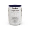 15oz Italian Greyhound Mug, Navy, front view