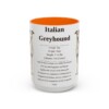 15oz Italian Greyhound Mug, Orange, front view
