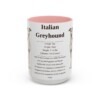 15oz Italian Greyhound Mug, Pink, front view