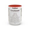 15oz Italian Greyhound Mug, Red, front view