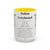 15oz Italian Greyhound Mug, Yellow, front view